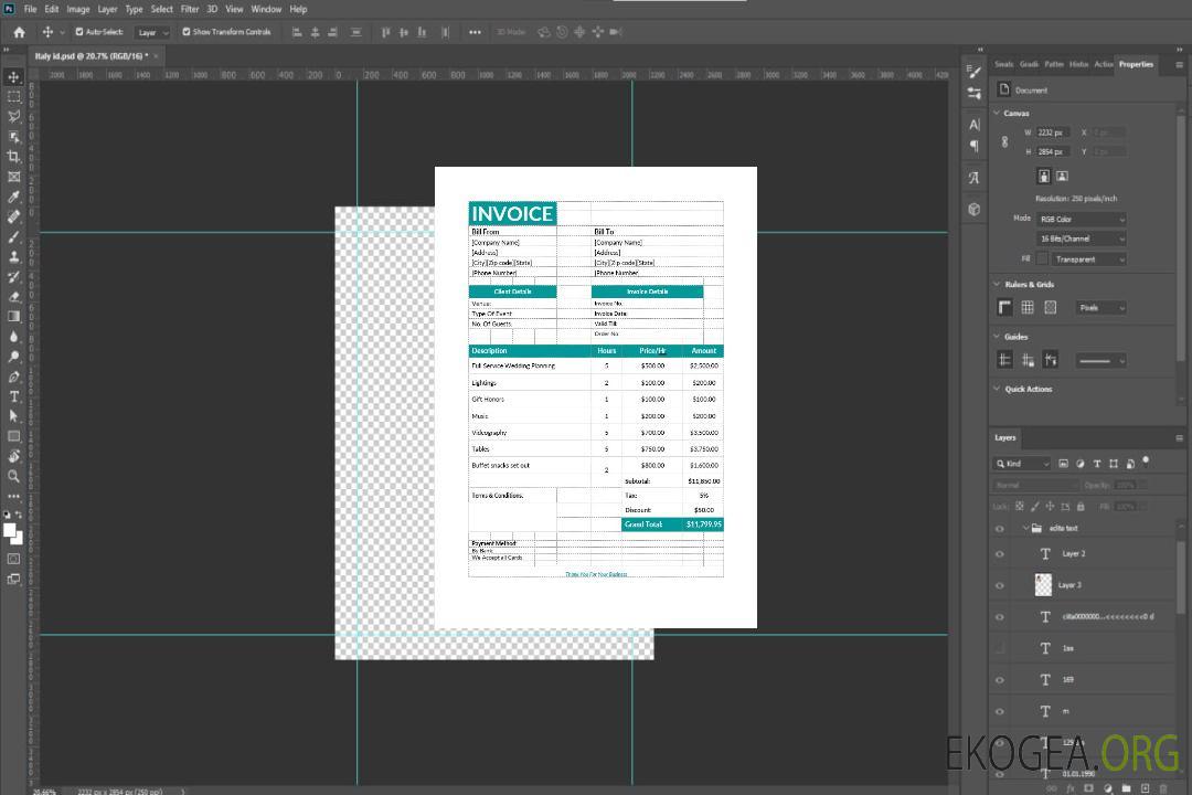 Facture d'organisation d'événements template Facture d'organisation d'événements template